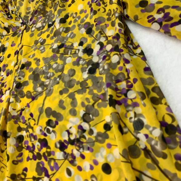 Apt 9 Womens Sz Small Yellow Purple Semi Sheet 3/4 Sleeve Blouse Tunic Top - Picture 5 of 7